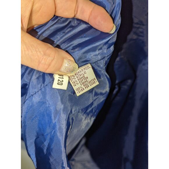 Vintage Susan Bristol Mohair Blend Cardigan Sweater Coat Lined Blue Size Large - Picture 6 of 10